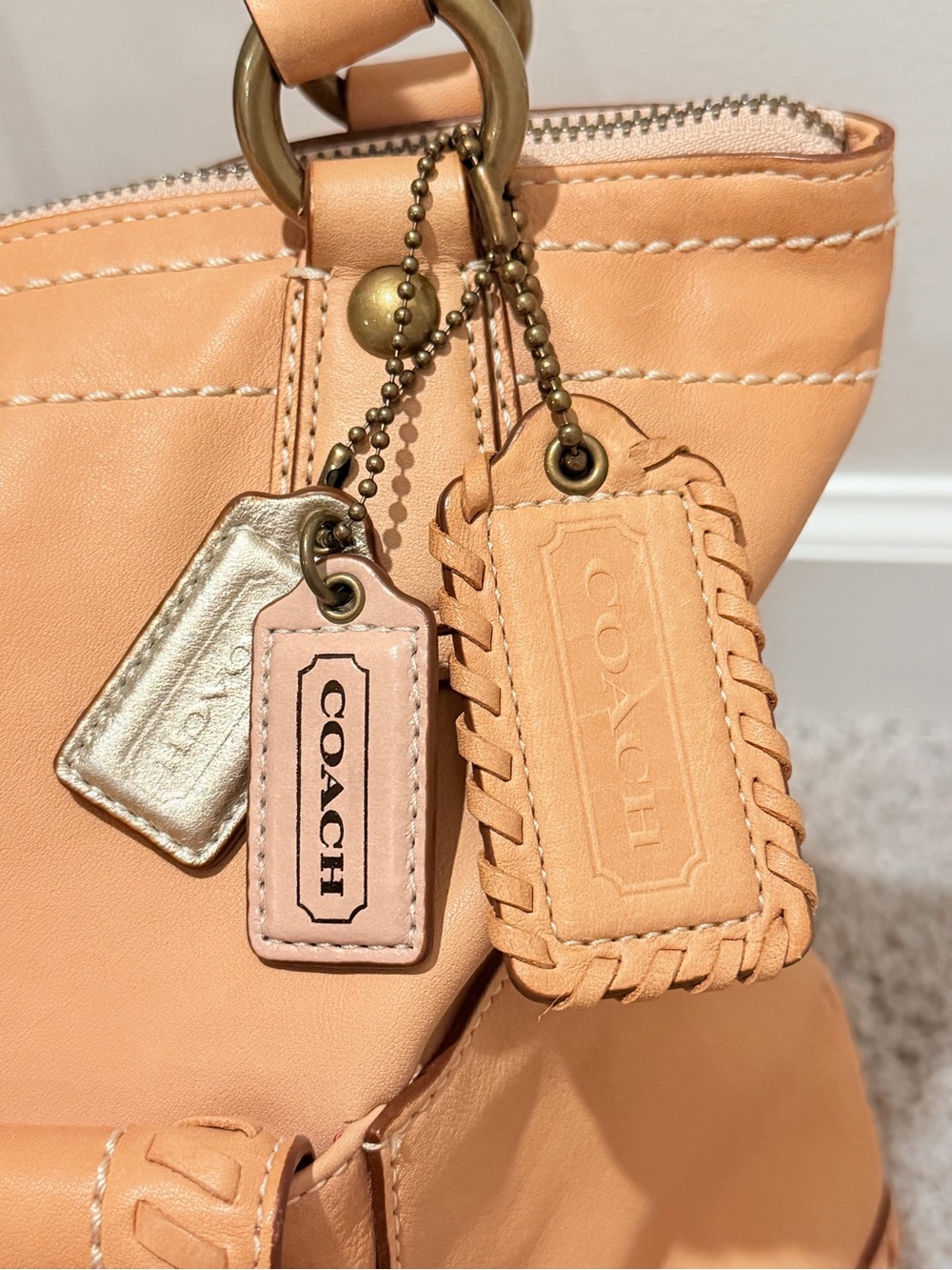 Coach Poppy Whipstitch Leather Hobo Tote Bag - Picture 3 of 17
